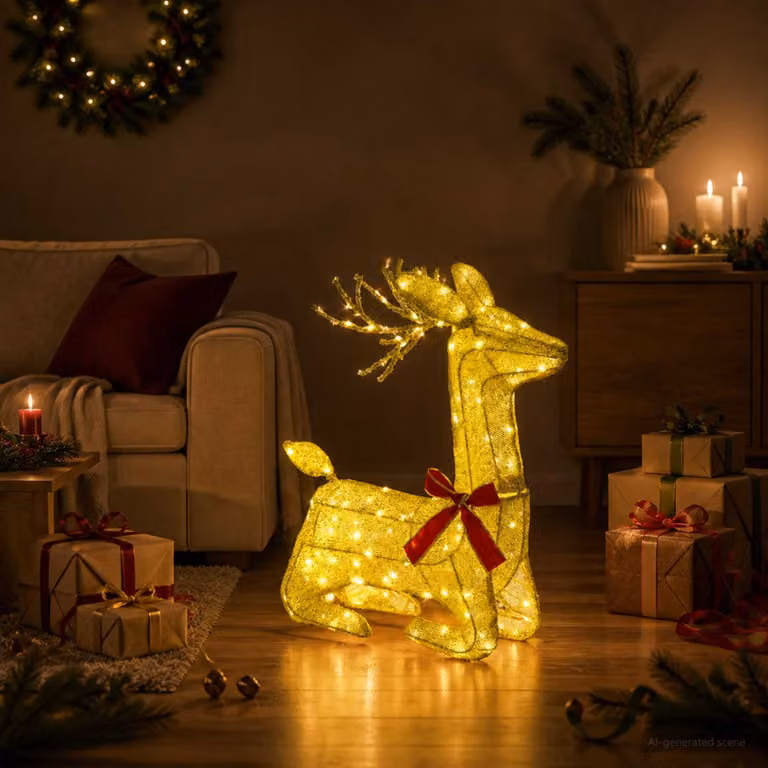 vidaXL Renna di Natale 3D LOVIISA 140 LED Bianco caldo 55 x 22 x 63 cm