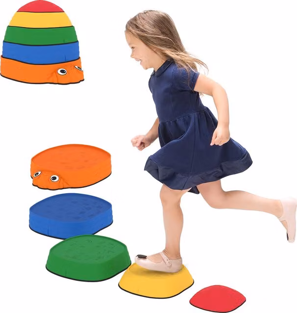 Set di 5 pietre di equilibrio impilabili AIYAPLAY per bambini, antiscivolo per interni ed esterni, multicolore – 1