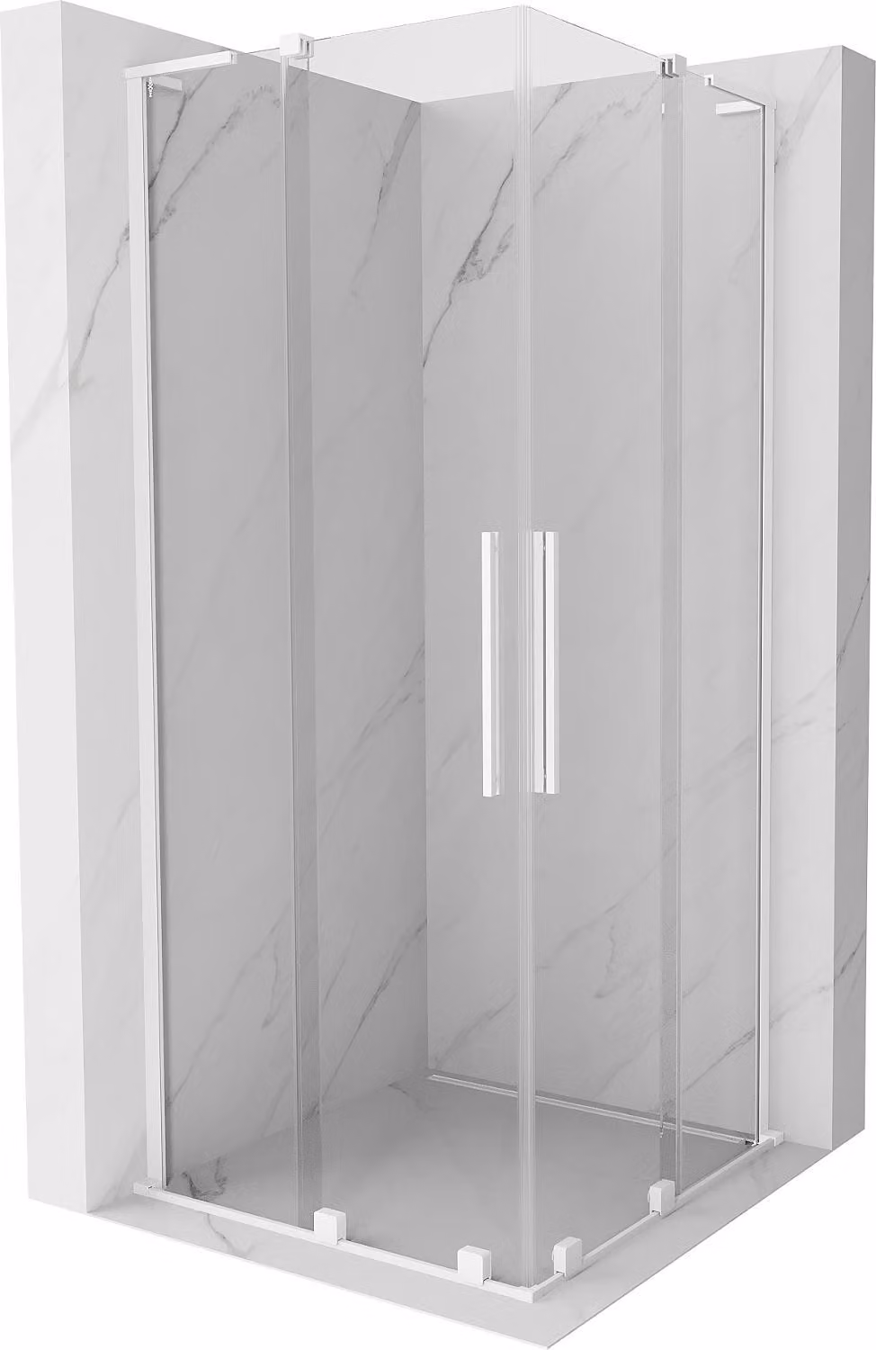 Mexen Velar L Duo cabina doccia scorrevole 80 x 80 cm, trasparente, bianca - 871-080-080-02-03-20