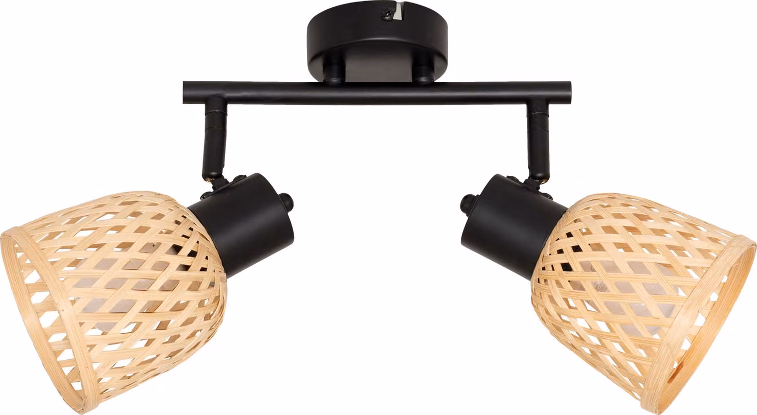 Lampade da soffitto LIO 2 paralumi in bambù intrecciato, 2 x Ø 17 cm