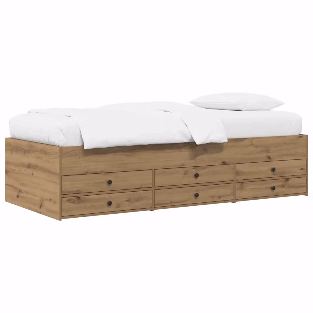 Letto moderno con contenitore vidaXL in legno color rovere L: 200 cm, P: 80 cm, H: 83 cm – 2