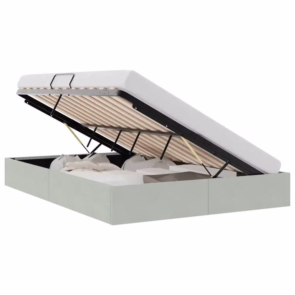 Letto con Contenitore Moderno vidaXL in Velluto Grigio L: 137 cm, P: 194 cm, H: 28 cm – 2