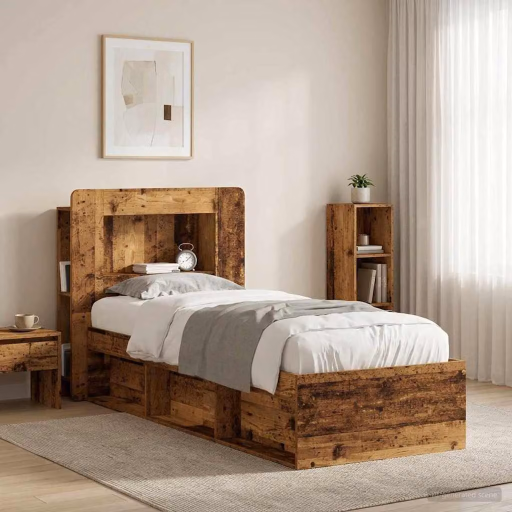 Testata del letto moderna vidaXL in legno ingegnerizzato marrone con ripiani integrati