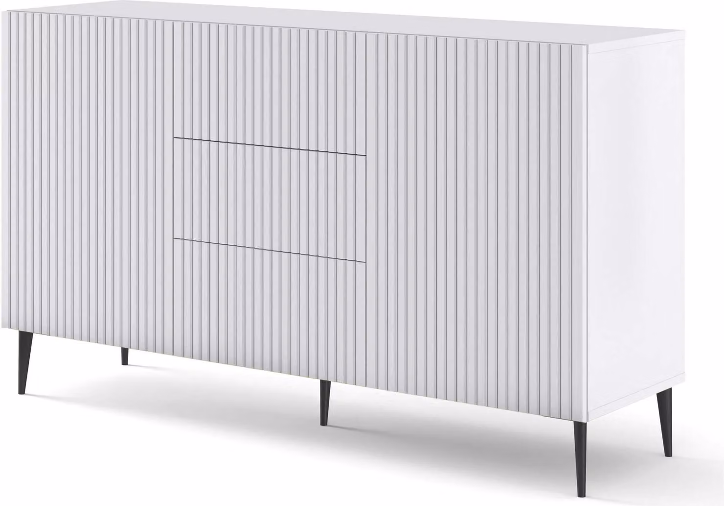 FURNLUX Credenza Ravenna B Bianco e Nero 150cm / Colore principale: Bianco / Dimensioni: 150 x 87 x 42 cm