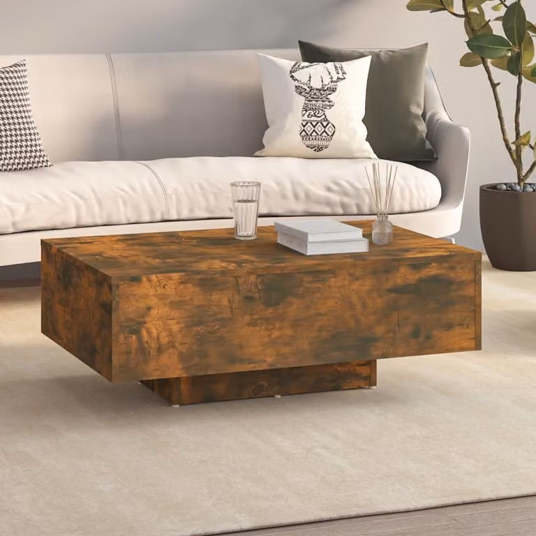 The Living Store tavolino in rovere fumé 85x55x31 cm materiale a base di legno
