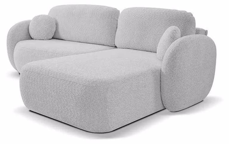 Divano a tre posti con funzione letto, modello Olemo, lato destro, struttura in acciaio verniciato a polvere