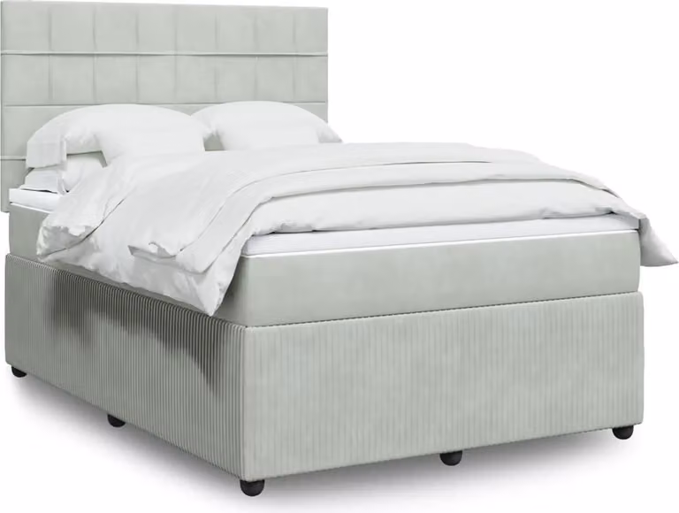 Maison Exclusive - Giroletto a Molle con Materasso Grigio Chiaro 160x200cm Velluto