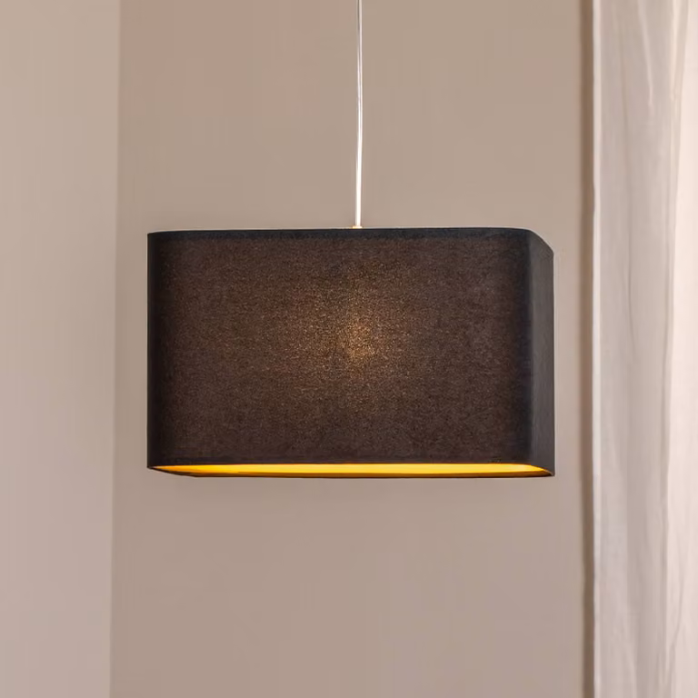 Lampada a sospensione Kwadro Maco Design, dimmerabile, Nero, Soggiorno / Sala da pranzo, Tessuto / Stoffa / Seta, Lampada a sospensione