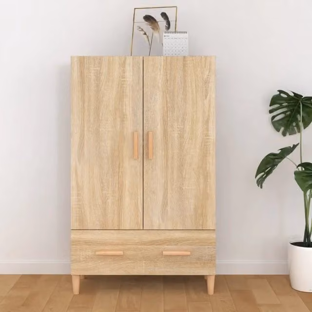 Credenza Buffet Armadio da Cucina Design Mania in Legno Multistrato Rovere Sonoma, Colore Marrone e Beige, L 70 cm x P 31 cm x H 115 cm