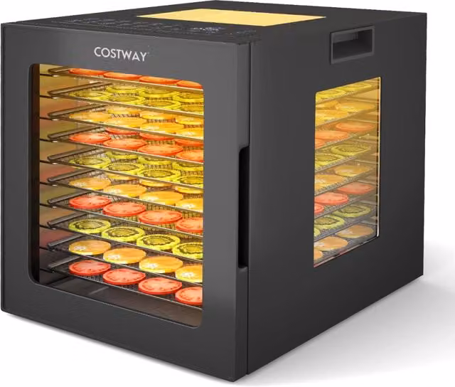 Disidratatore per cibo essiccatore in acciaio inox con 10 vassoi-Macchina essiccatore con 10 programmi preimpostati timer 48 ore