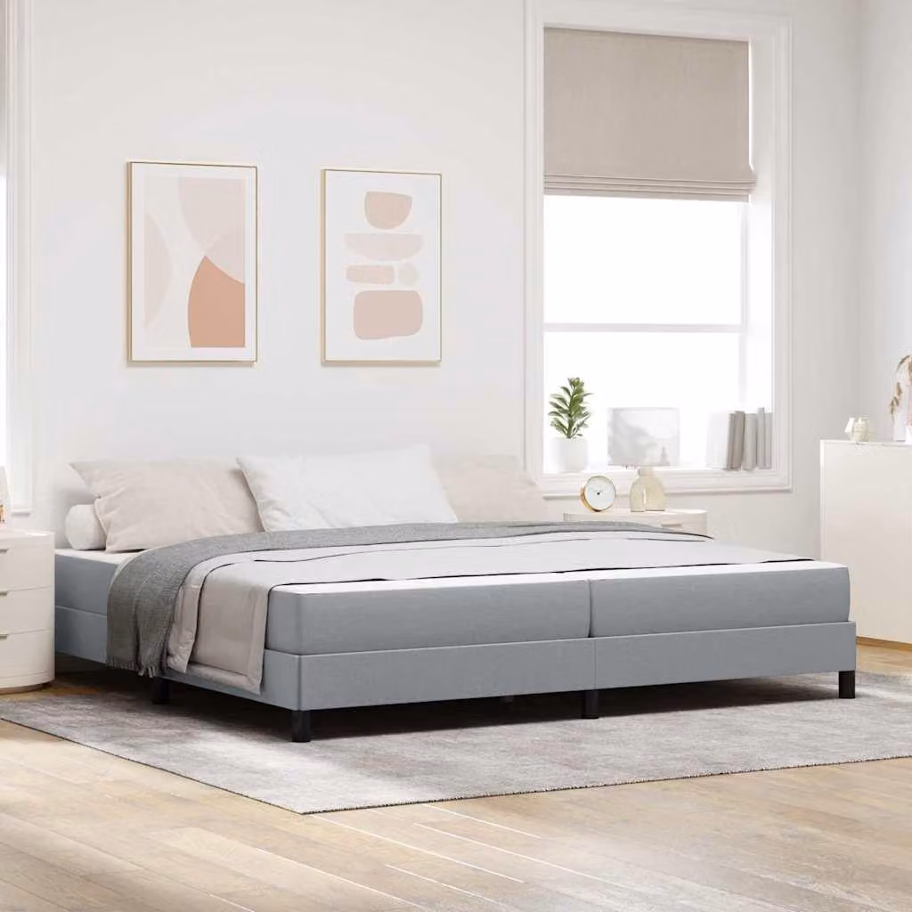 Maison Exclusive - Letto boxspring grigio chiaro 200 x 200 cm tessuto