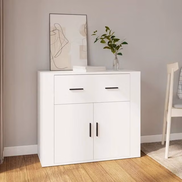 Credenza Buffet Armadio da Cucina Design Mania Bianca in Legno Multistrato L: 80 cm, P: 33 cm, H: 70 cm – 1
