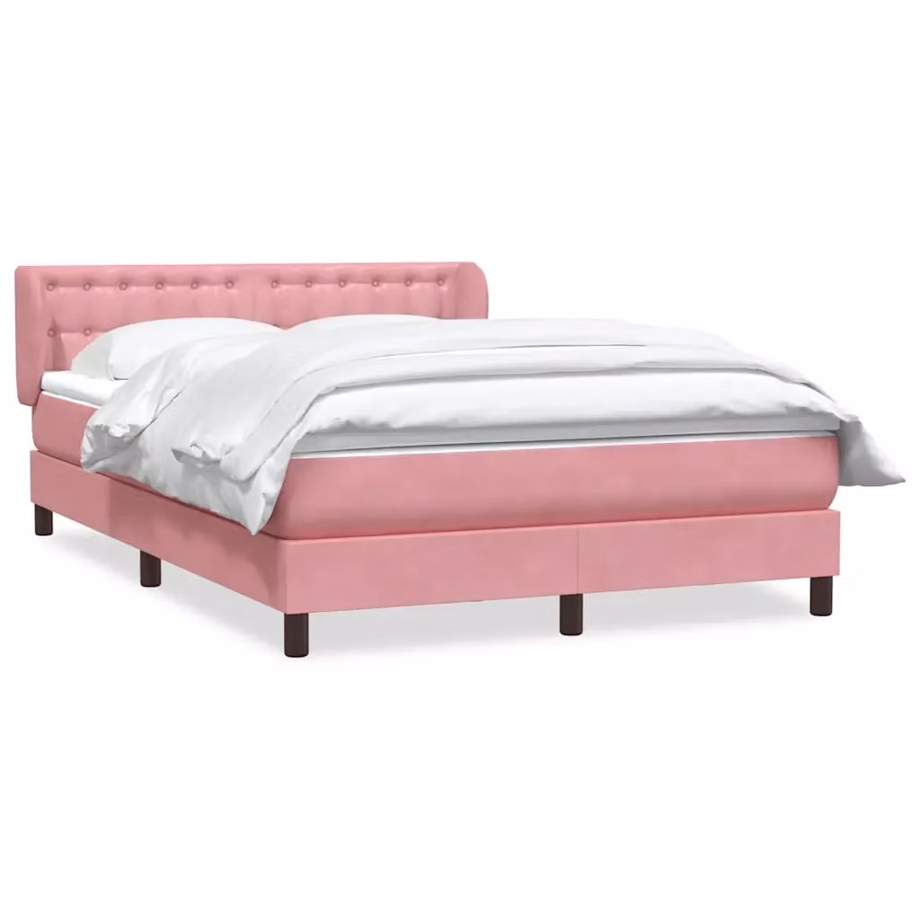 Letto Ibrido con Materasso a Molle Pocket vidaXL in Velluto Rosa e Bianco L/P/H: 140 x 210 x 88 cm – 2