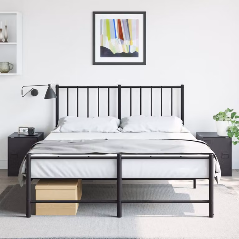 Set di 2 comodini vidaXL neri in metallo L/P/H: 34,5 x 39 x 44 cm