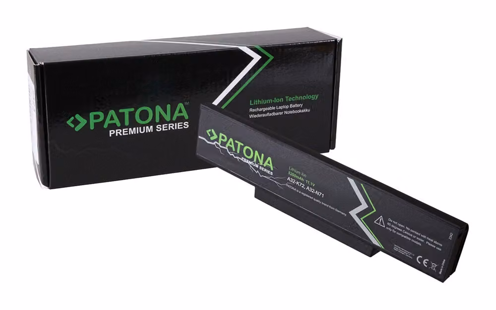 Batteria Premium PATONA, compatibile con i modelli Asus A32-K72, A, A32K72, A32-K72, A32N71 – 11,1 Volt, 5200 mAh