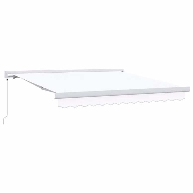 Tenda retrattile vidaXL con bracci pieghevoli in alluminio e tela in poliestere, Bianco, L: 300 cm, P: 250 cm