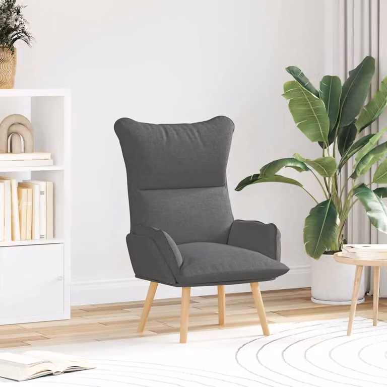 Poltrona lounge moderna vidaXL in tessuto grigio con braccioli, L: 69 cm, P: 74 cm, H: 93 cm