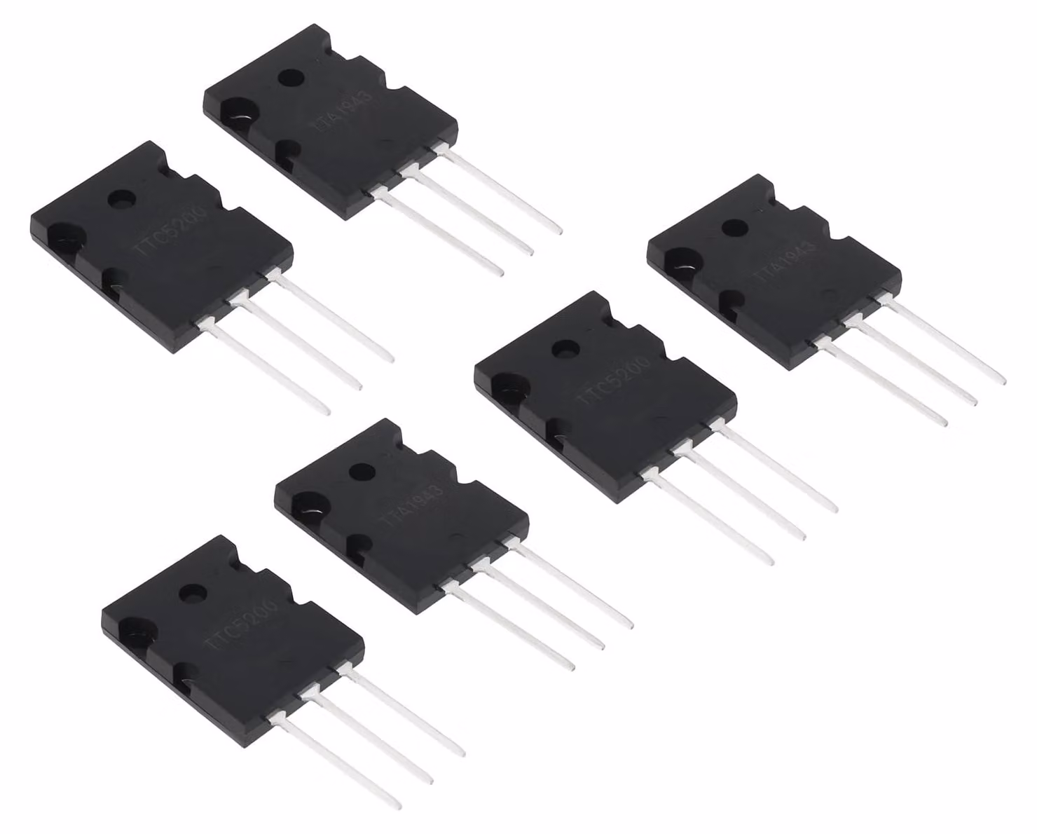 6 transistor TTC5200 + TTA1943, con package TO3P, tensione 230V, corrente 15A, potenza 150W