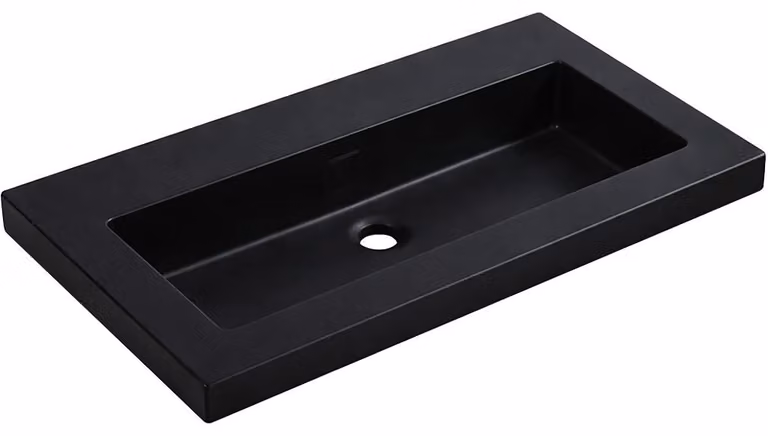 CERANO - Lavabo in marmo colato Ovo - con troppopieno - nero opaco - 70,5x46,5 cm