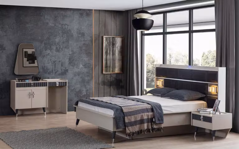 Schlafzimmer Garnitur Luxus Bett Designer Schminktisch Konsole 5tlg Set
