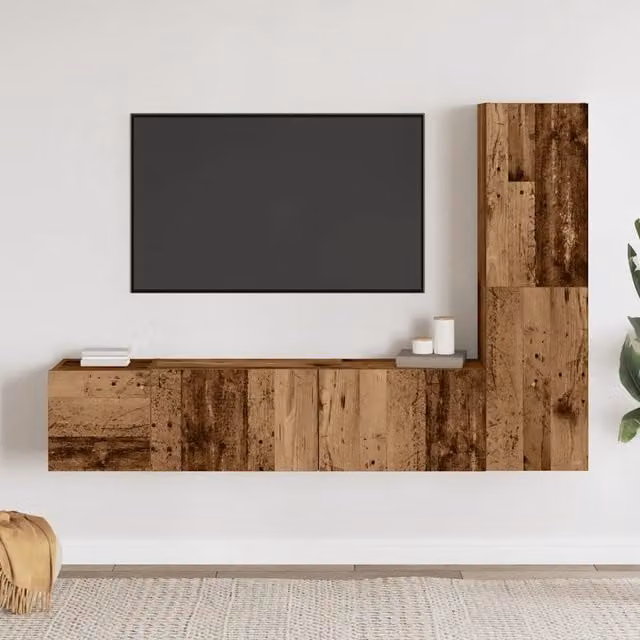 Mobili TV a Parete 3 pz | Armadietto TV | Mobile Porta TV Legno Antico in Legno Multistrato