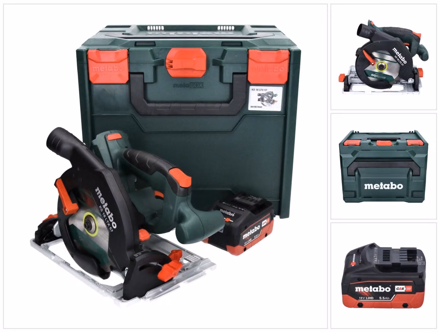 Metabo KS 18 LTX 57 Sega circolare portatile a batteria 165 mm 18V + 1x batteria 5,5 Ah + valigetta metaBOX - senza caricabatterie