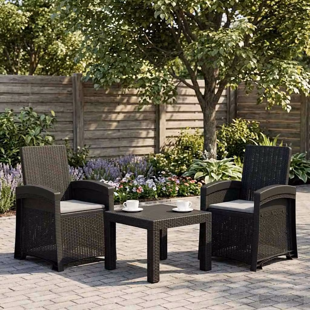 Set di 2 sedie da giardino reclinabili vidaXL in effetto rattan con cuscini, resistenti alle intemperie, colore antracite