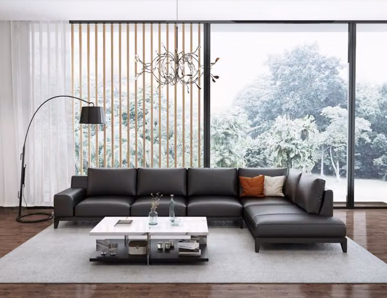 Wohnlandschaft L-Form Ecksofa Couch Design Polster Leder Garnitur Sofa Ecke
