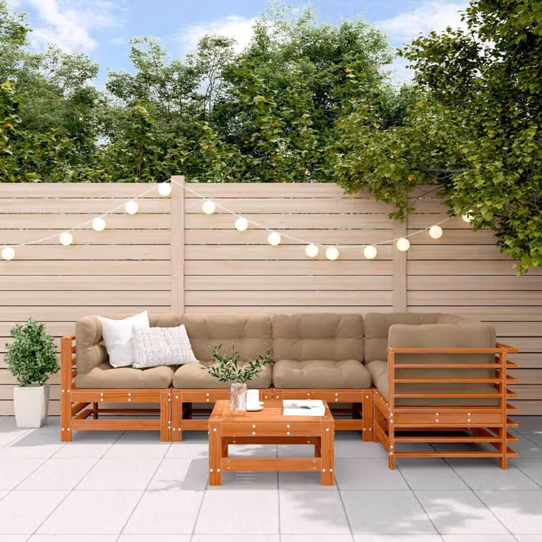 Maison Exclusive - Set da lounge per giardino, 6 pezzi. Piano in legno, pino massello