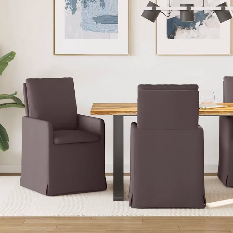 Set di 2 sedie da pranzo vidaXL in tessuto marrone scuro L/P/H: 57 x 67 x 98 cm