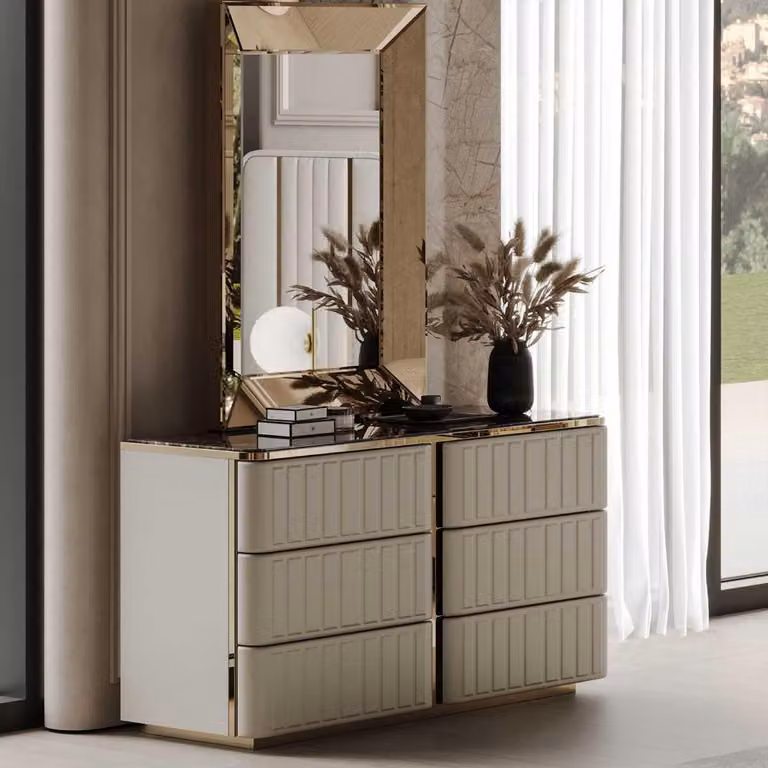 Moderner Beiger Schminktisch Stilvoller Kosmetiktisch Luxus Möbel