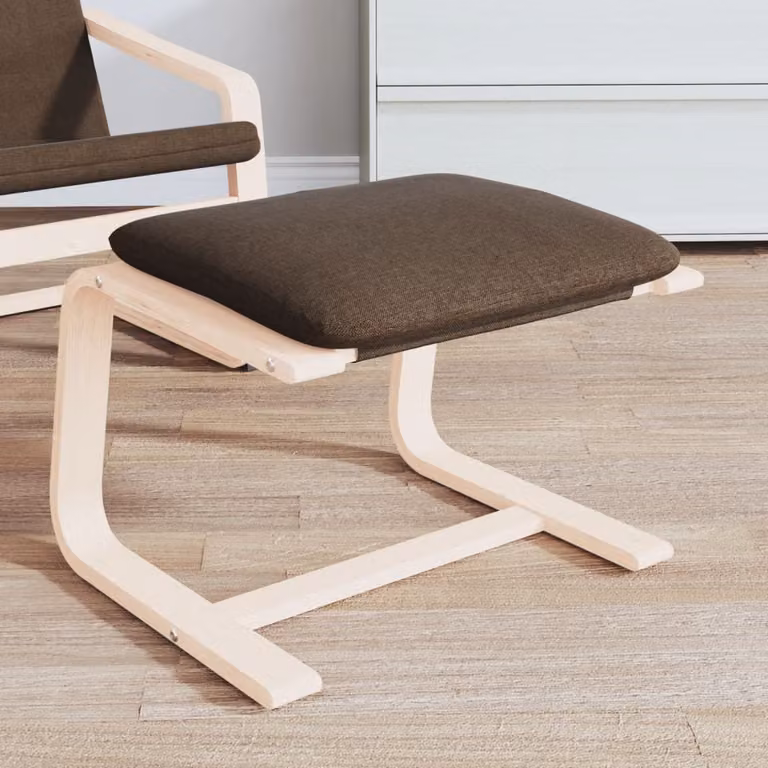 Poggiapiedi vidaXL in tessuto marrone con struttura in legno e rivestimento rimovibile L 51 cm x P 41 cm x H 40 cm