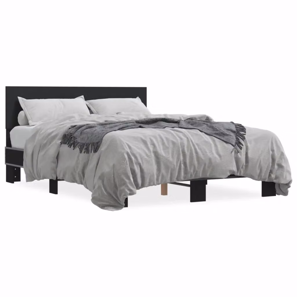 vidaXL Giroletto Moderno Nero in Metallo e Legno L: 120 cm, P: 200 cm – 2