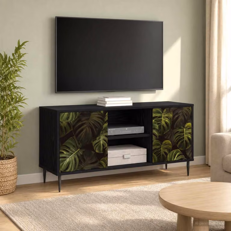 vidaXL Carrello Mobile per TV ELBURG Rovere Nero L 102 x P 33 x H 51 cm