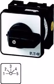 Interruttore a gradini Eaton, T3, 32 A, da incasso, 5 moduli, contatti: 10, 45°, con scatto, senza posizione zero, 1-5, codice articolo 15139 004038