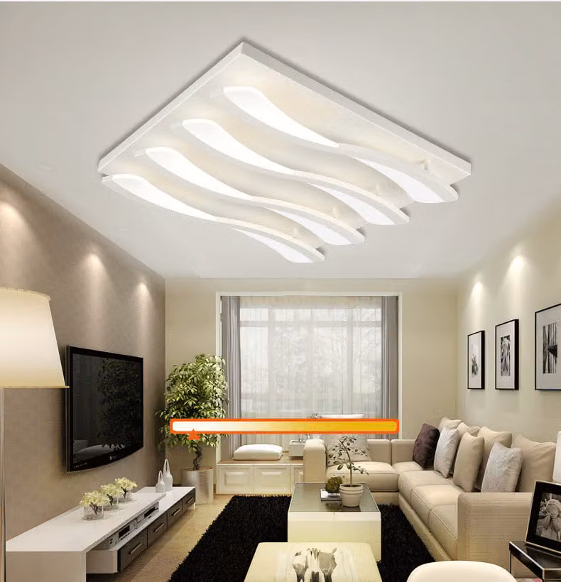 8028-66x66 Plafoniera a LED con telecomando Colore della luce/luminosità regolabile Paralume in acrilico A