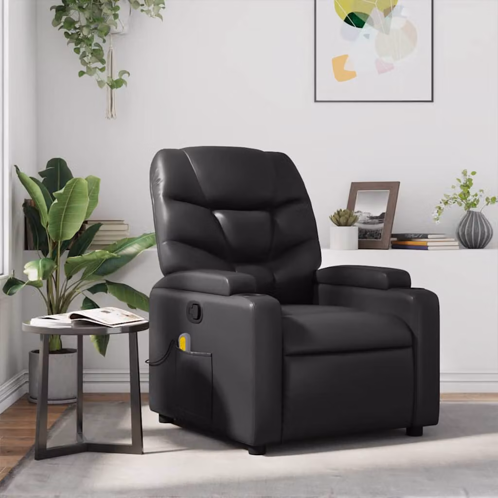 vidaXL Poltrona Relax Reclinabile Moderna in Similpelle Nera con Braccioli