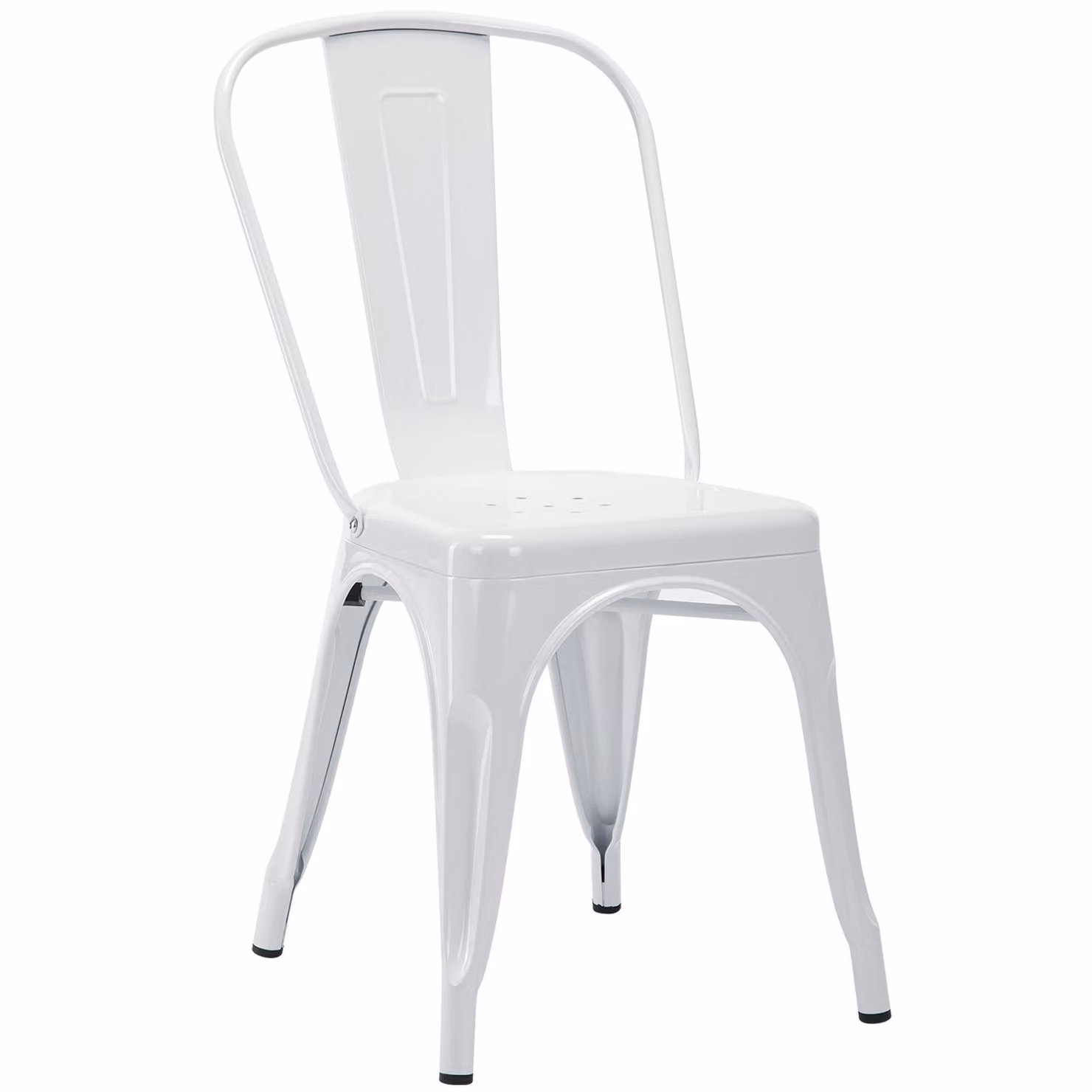 1x sedia da pranzo / sedia in metallo / ferro BIANCO Sedia da cucina Impilabile, robusta e senza tempo
