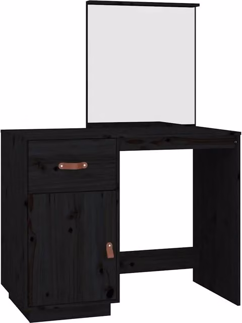 Toeletta moderna in legno massello di pino nera L: 95 cm, P: 50 cm, H: 134 cm – 1