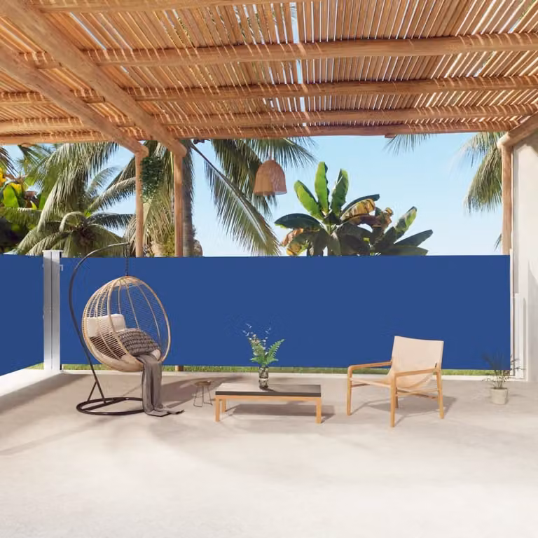 The Living Store Tenda laterale estensibile blu 160x1000 cm