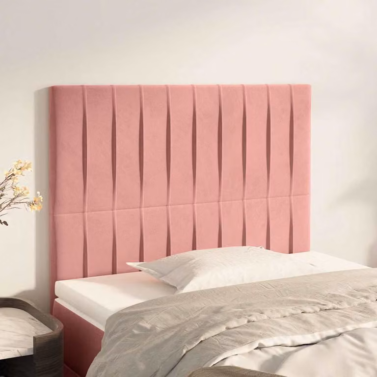 Testiera per letto vidaXL in velluto rosa con pannello imbottito, L/P/H: 90 x 5 x 118/128 cm