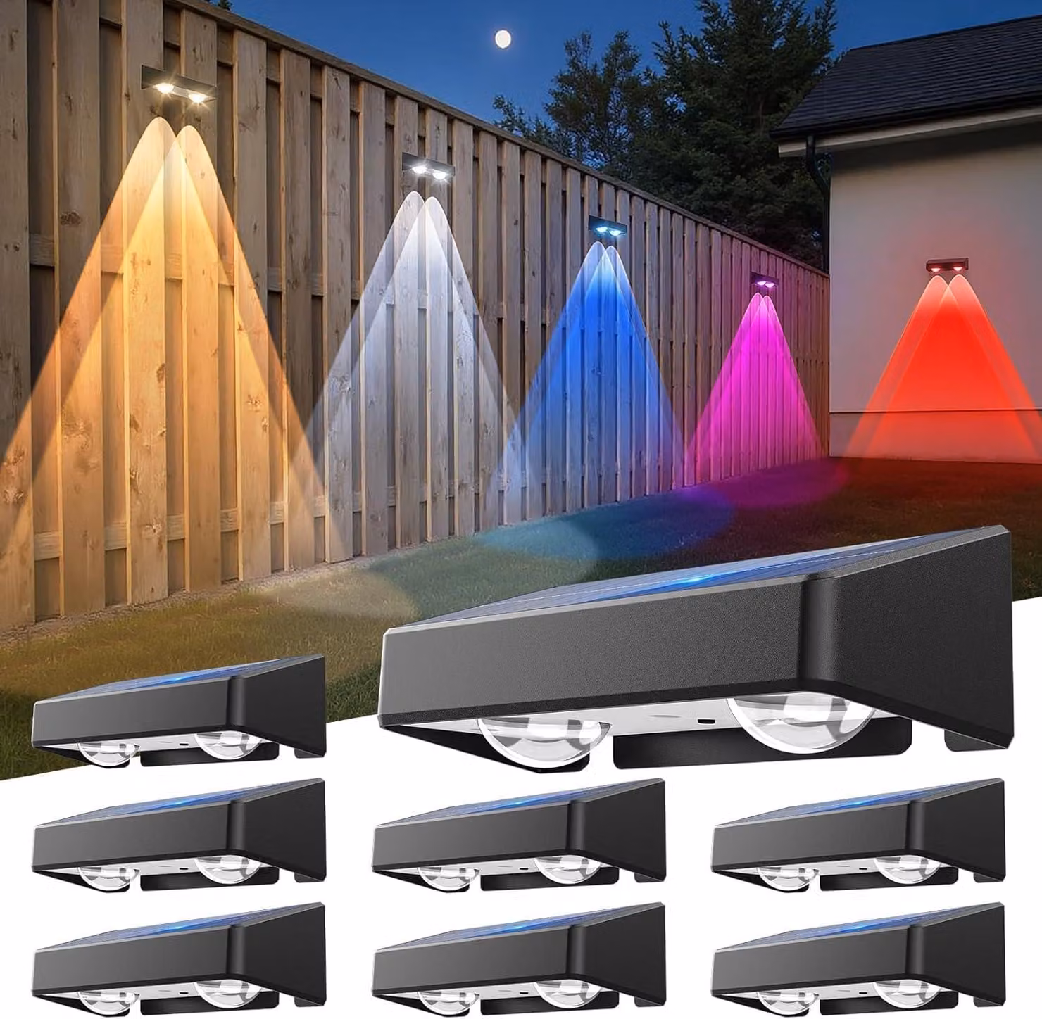 Lampade solari LED per esterni, confezione da 8, grado di protezione IP65, 11 modalità, 70 lumen, batteria da 1200 mAh