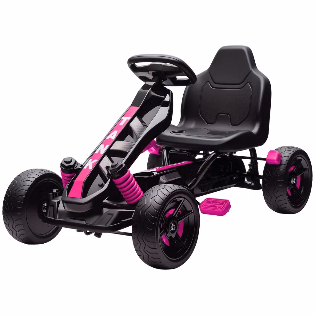 Go-kart a pedali Xylo per bambini dai 3 ai 6 anni rosa con freno e ruote in schiuma EVA – 2
