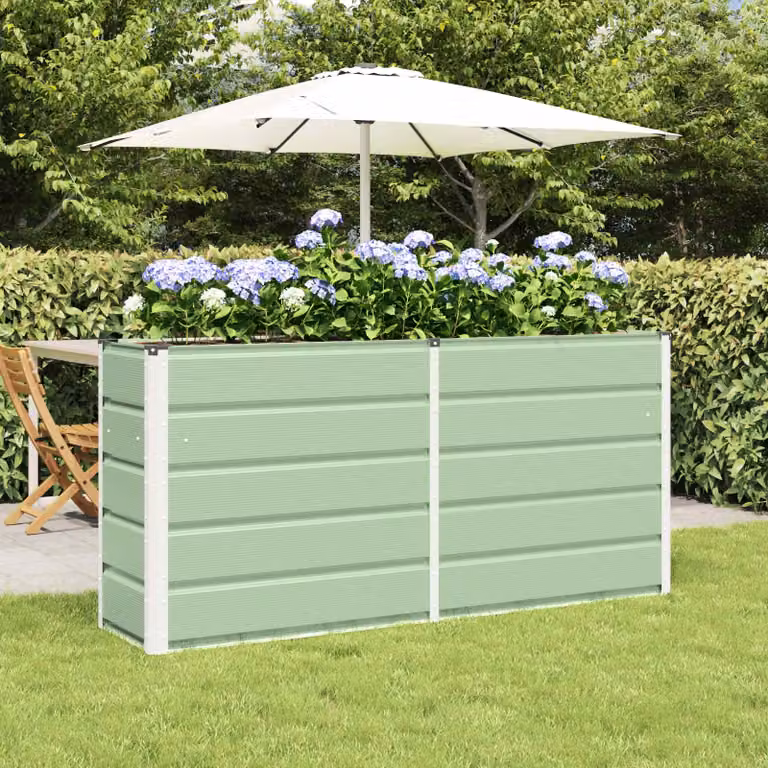 Fioriera verde vidaXL in acciaio e plastica L: 160 cm, P: 40 cm, H: 75 cm