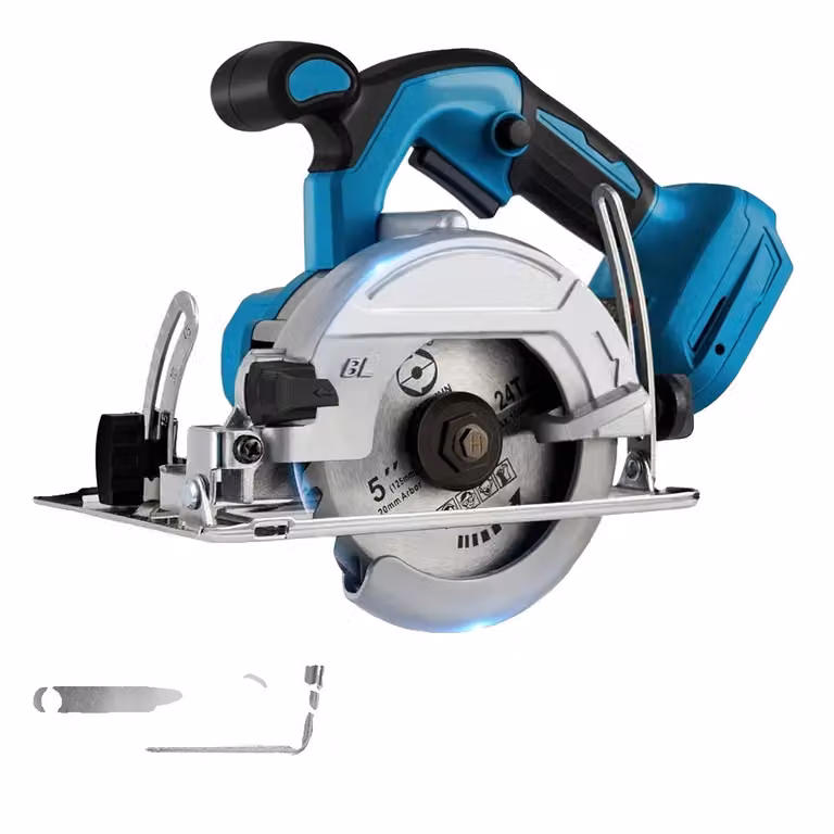 Sega circolare elettrica, motore brushless, senza fili e con angolo regolabile. Non include batteria