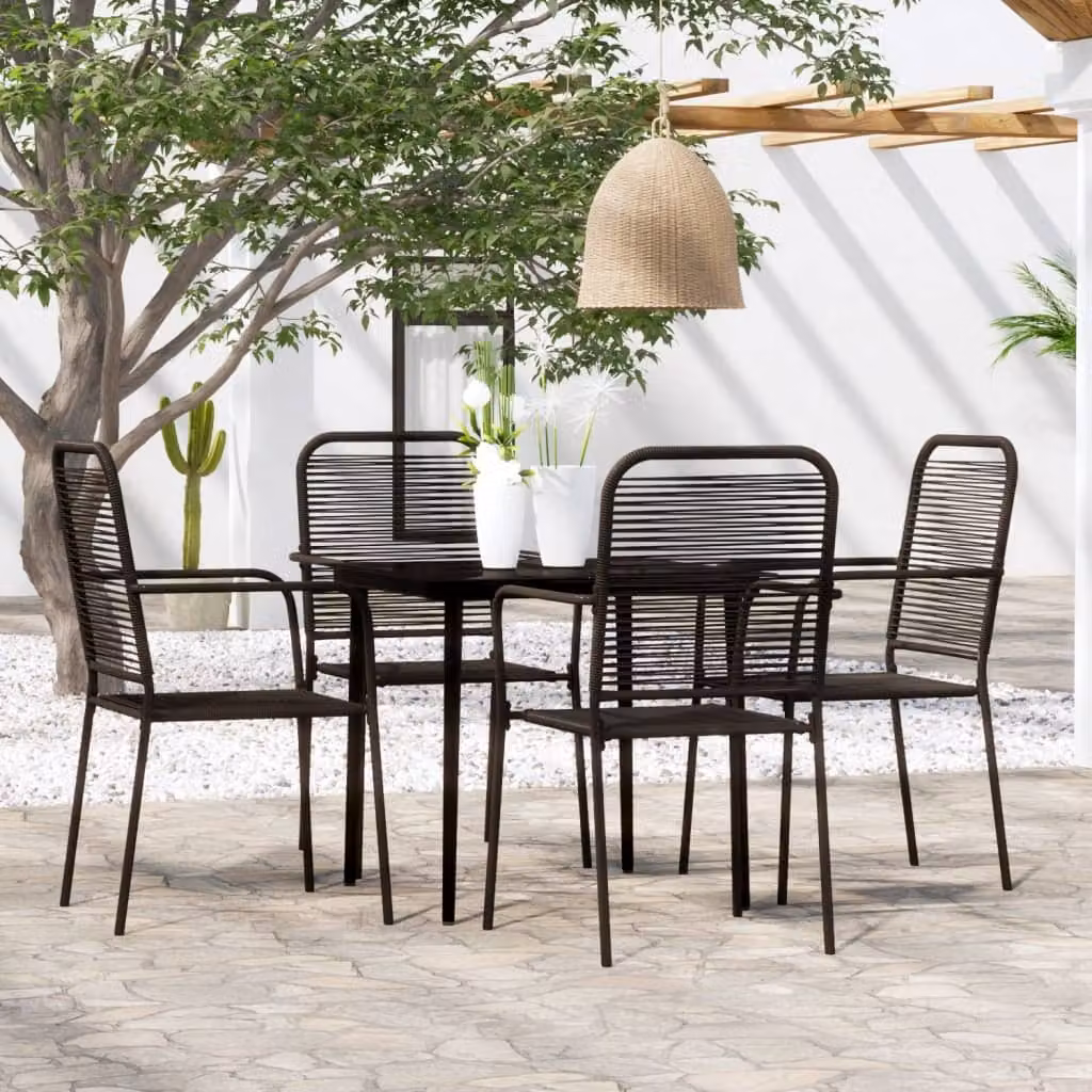 Maison Exclusive - Set da pranzo da giardino 5 pezzi nero