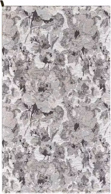 Tappeto moderno floreale Dubai di Pierre Tappeti in ciniglia beige grigio argento lavabile e antiscivolo L: 200 cm x P: 280 cm