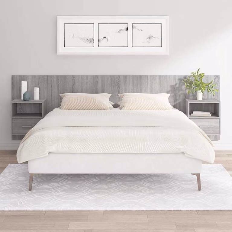 Testiera Letto con Comodini Integrati vidaXL in Legno Multistrato Grigio