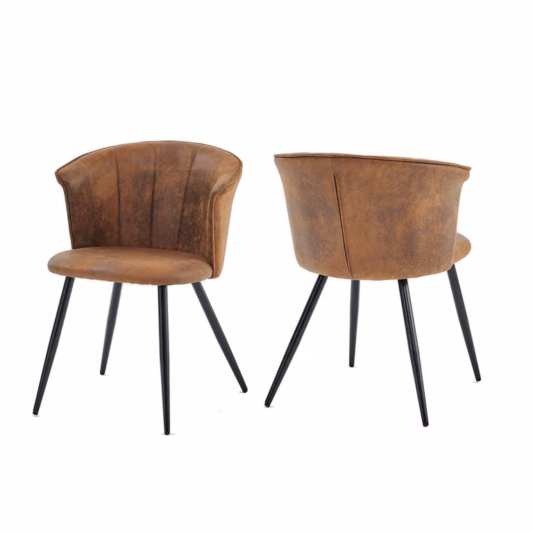 Meubles Cosy Set da 2 poltrone da sala da pranzo in stile industriale in Similcuoio scamosciata – DONCIC