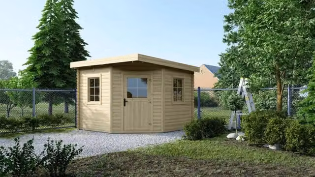 Casetta da giardino in legno ALTANKA modello DOM665 colore naturale, superficie 8m2, L/P: 3 x 3 m, spessore pareti 28 mm